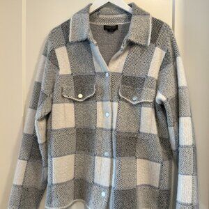 Rachel Zoe Fuzzy White and Light Blue Jacket